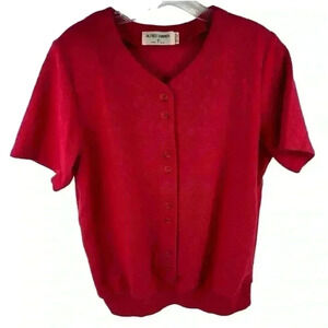 Alfred Dunner Women's Short Sleeve Knit Sweater Red Size S